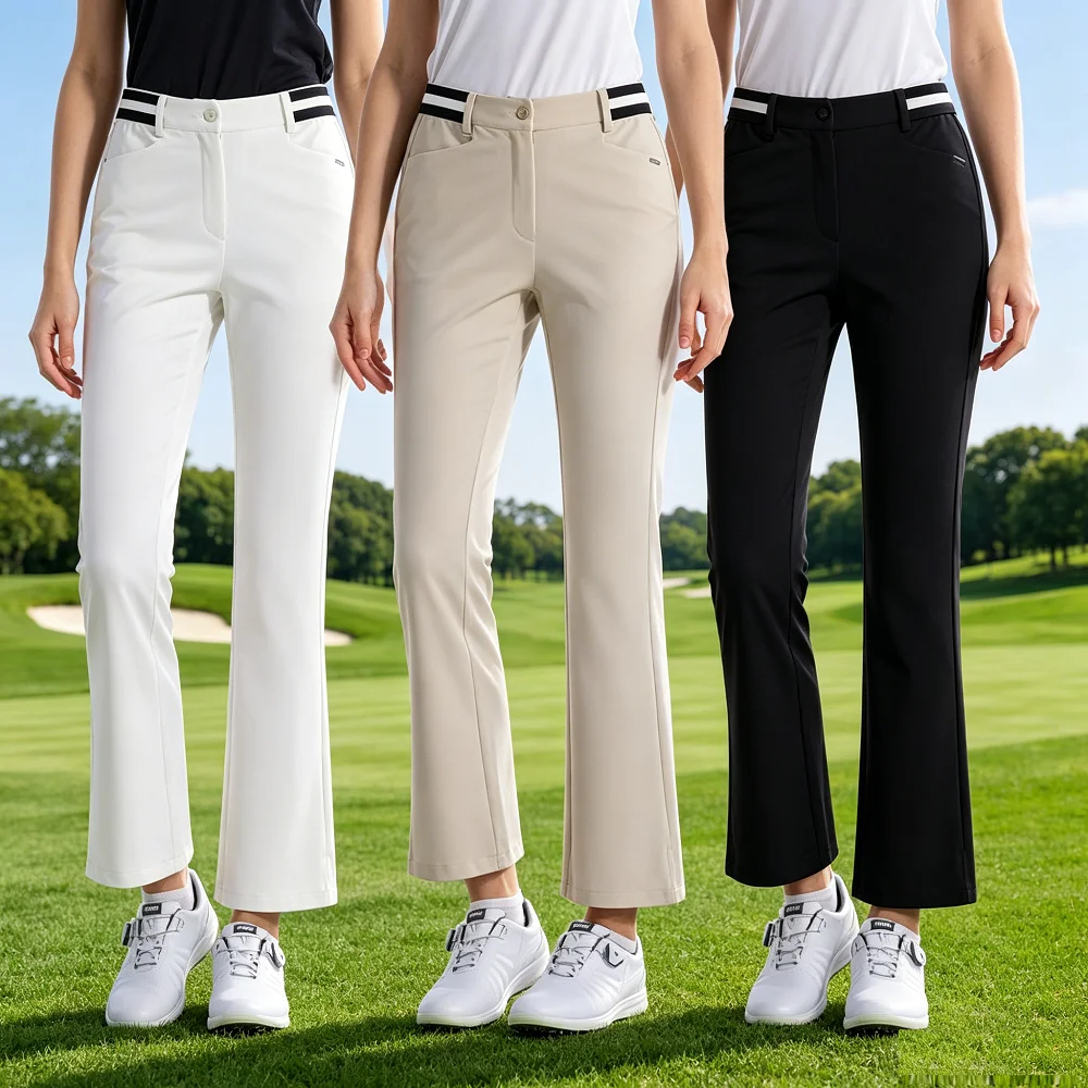 PGM Golf Women Pants Spring Summer Skinny Sports Sweatpants High Waist Breathable Flared Pant Ladies Split Casual Trousers XS-XL