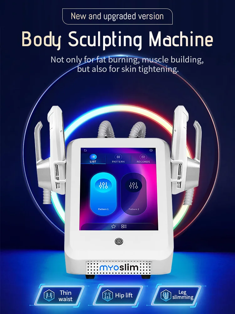 2 Handle RF EMS Body Sculpt Machine 6500W MYOslim Slimming Sculpting Weight Loss Electromagnetic Lipolysis Fat Reduction Waist Hip Lift Beautiful Buttock Thin Belly Muscle Stimulator