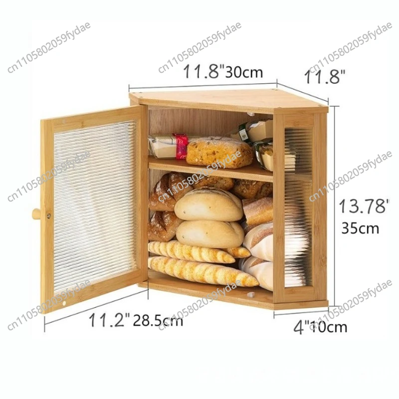 

Bamboo and Wood Bread Box, Double-layer Bread Storage Box, Acrylic Kitchen Storage Box, Transparent Double-door Storage Box