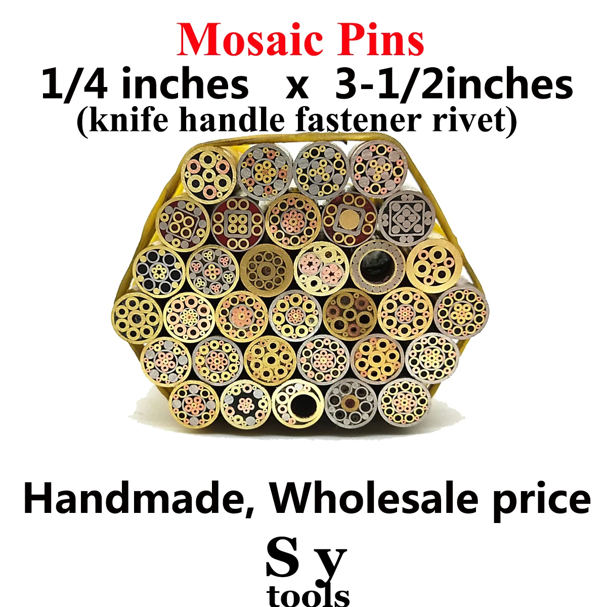 Manual Mosaic Pins knife handle fastener rivets Knife Making Decoration Material 1/4 inches   x  3-1/2inches Resin Filler