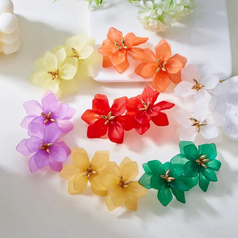 Women's Exaggerated Big Flower Earrings Bohemia Acrylic Party Jewelry Chic