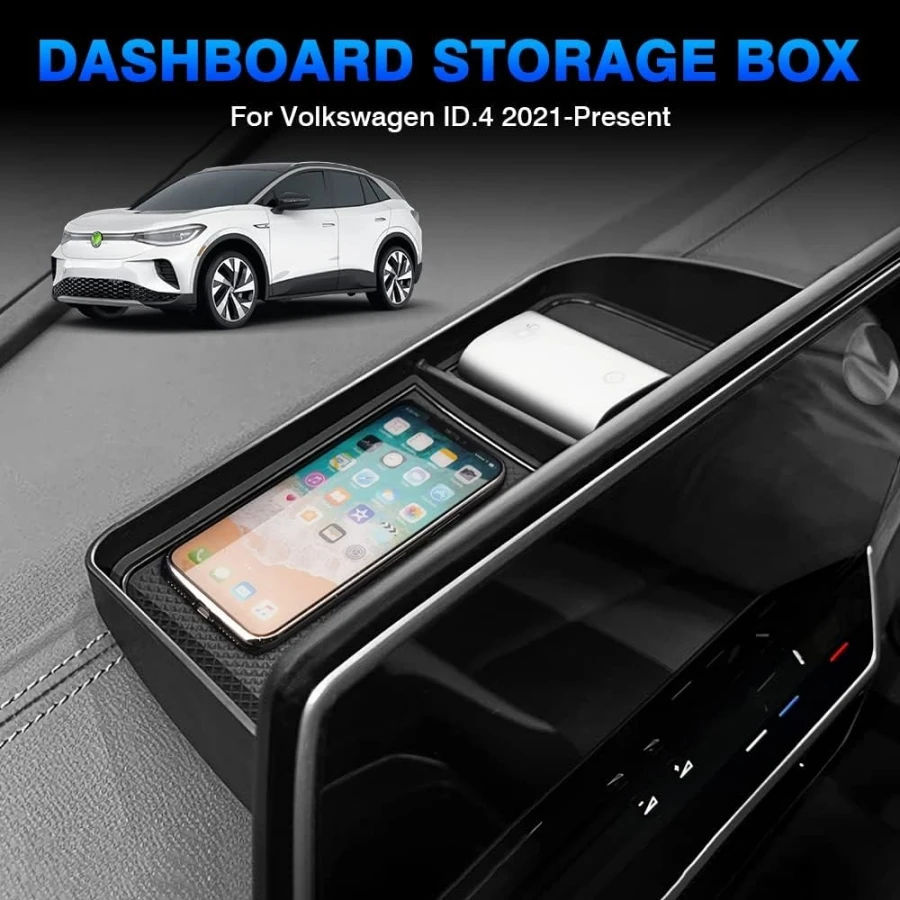 ABS داش صينية لشركة فولكس فاجن فولكس فاجن ID.4 2024-2020 لوحة القيادة درج منظم ID4 كروز صينية حامل الأنسجة مخفي خلف الشاشة #2