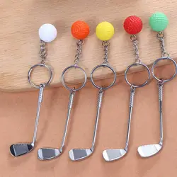 Sporting Goods Souvenir Ball For Gift Car Key Chain Jewelry Ball Pendant Mini Golf Racket Golf Ball Key Chain Metal Keychain