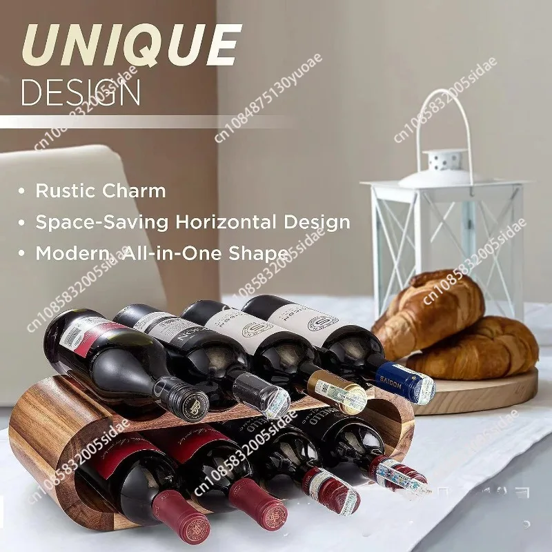 Wine Racks Countertop Bottle Holder- 2 Tier 8 Bottle Wood Wine Storage Racks Small Rack Organizer Rustic Wine Rack Durable