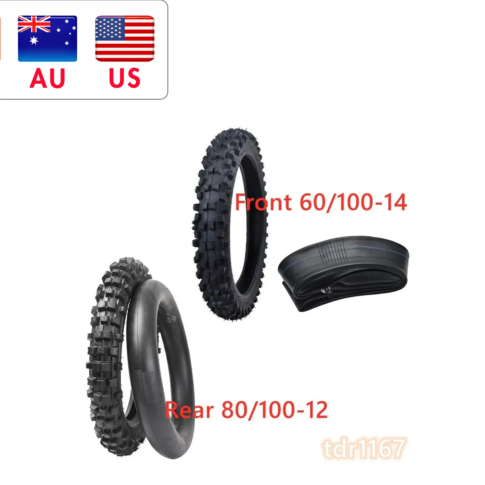 A Set of Rear 80/100-12 Tire Tube+Front 60/100-14 For Honda PW80 CRF70 CRF110F KX65 CRF50 for Vehicle Road Off Use