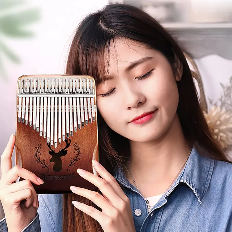 

17 Key Thumb Piano Kalimba Professional 21 Key Musical Box Kids Finger Kalimba Beginners Deer Hard Case Teclados Musicales Gifts