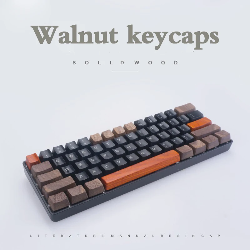 Kashcy ahşap mekanik klavye için klavye ceviz masif ahşap keycaps boşluklu Esc kiraz mx OEM