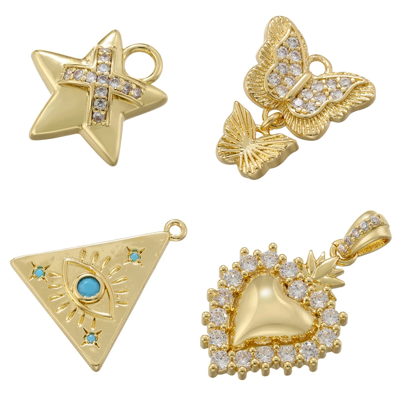 ZHUKOU Heart charms for jewelry making Band-Aid Star charms for jewelry double butterflies jewelry pendant wholesale VD1358