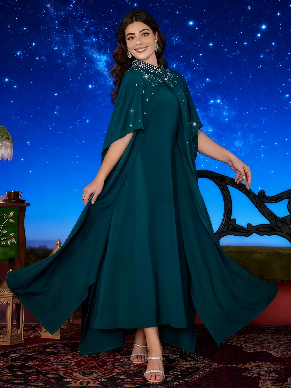 

Элегантные мусульманские комплекты для Ид, женские платья, плащ Дубая, абайя, Турция, кафтан, кимоно Kebaya, исламская одежда, платье Abbayas Djellaba Abayo