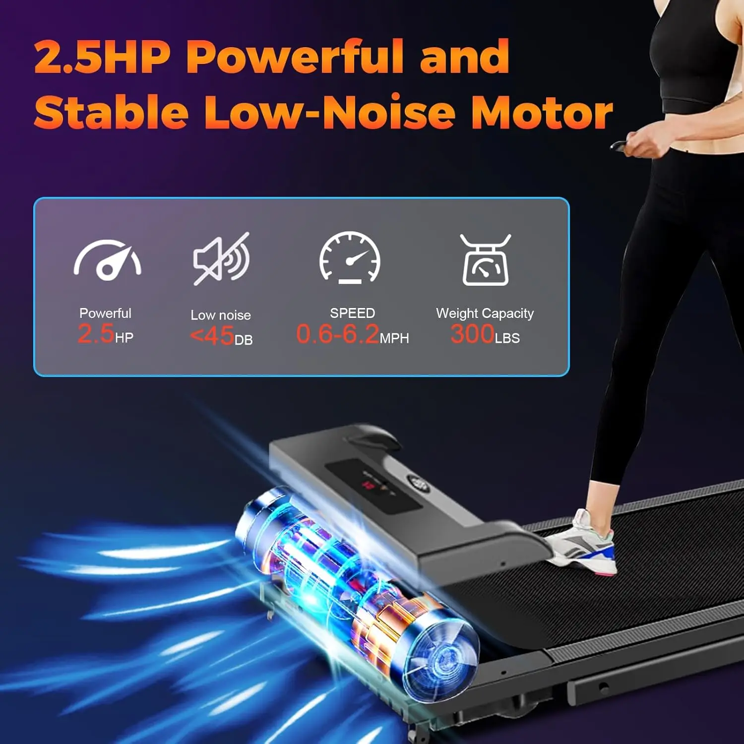 Pad with Handle Bar,Walking Pad Treadmill,2.5HP Portable Folding Treadmill with Handle for Walking and Running,3 in 1 Under Desk