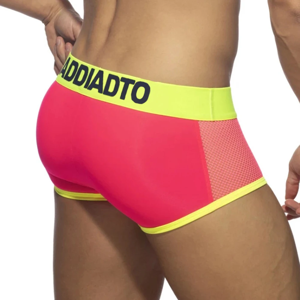 Men's Soft Skin Friendly U Convex Pouch Boxer Breathable Mesh Underwear Boxers Shorts Color Matching Panties