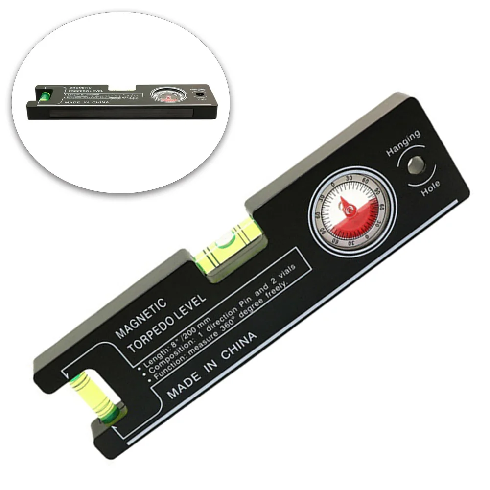 Horizontal Ruler Angle Meter Level Measure Tool 1pc 20x5.5x1.6cm 90′ Acrylic+ABS Plastic Black Horizontal Bubble Ruler Brand New