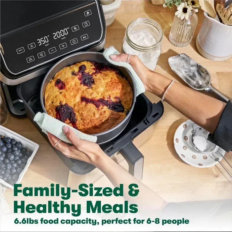 Penggorengan udara Digital besar Ukuran Keluarga anti-lengket keranjang memasak dan nampan renyah penutup otomatis baja tahan karat