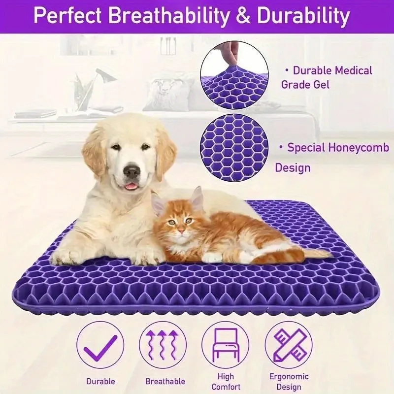 Gel Seat Cushion with Breathable Honeycomb Design for Cooling and Decompression, Durable Vinyl  with 100% Polyester Cover, Squar