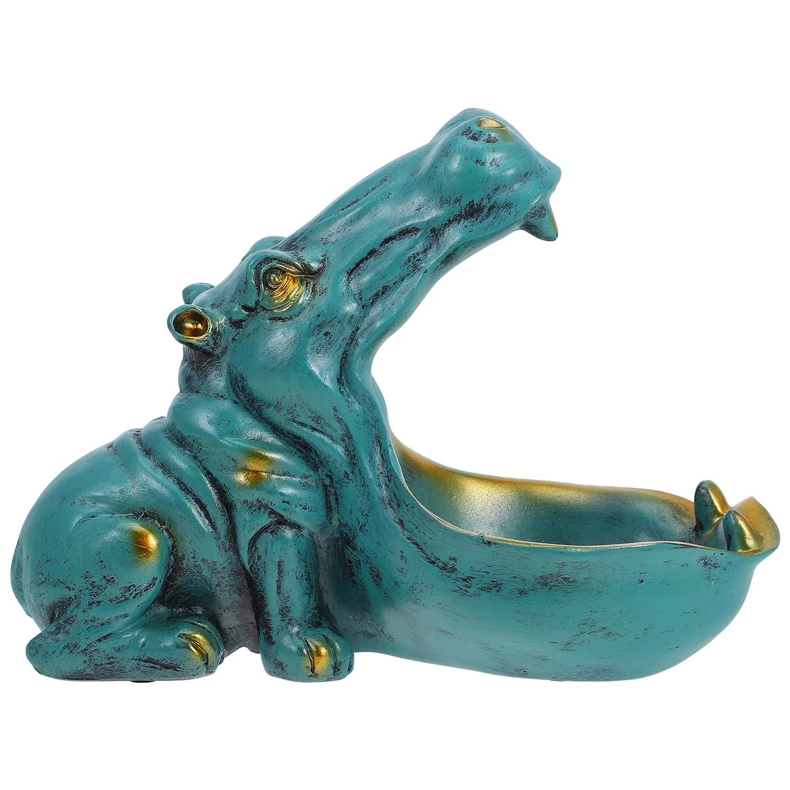 

Resin Hippo Sculpture Candy Bowl Key Holder Big Mouth Storage Tray For Home Office Halloween Decor Dish Animal