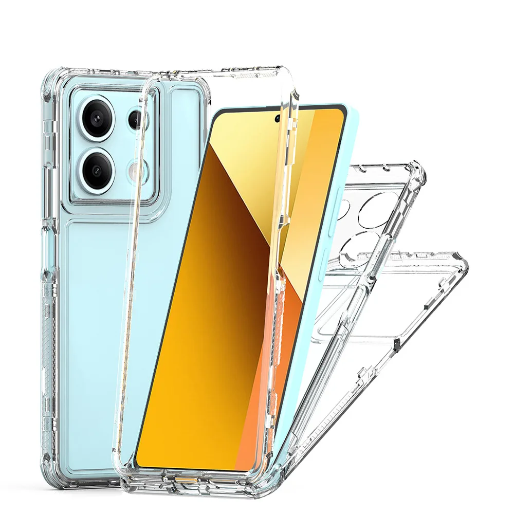 

Crystal Clear 3 in 1 Shockproof Transparent Cases Hard Bumper Soft TPU Protective Cover For Tecno Spark GO 2024/Spark20/20C Case