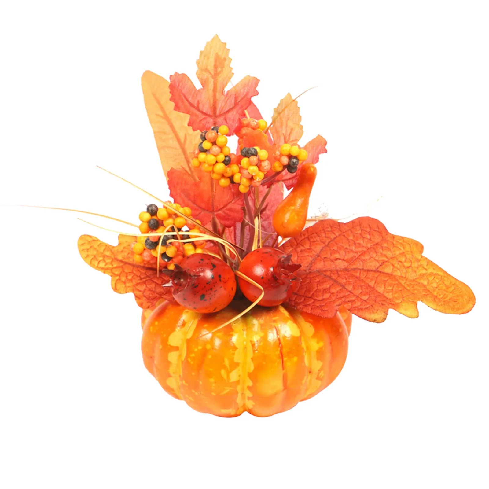 Fake Pumpkins With Artificial Flowers For Halloween House Party Thanksgiving Fall Ornaments Home Table Centerpiece Kitchen Decor