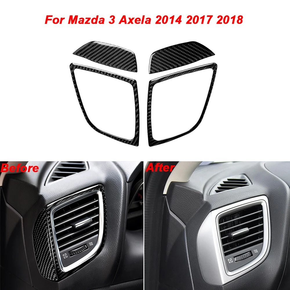 Car Dashboad Left Right Air Vent Outlet Stickers Panel Trim Interior Decor Carbon Fiber Sticker for Mazda 3 Axela 2014 2017 2018