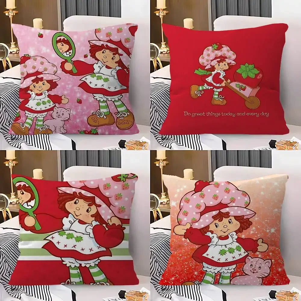 S-Strawberry-shortcake Girl Pillowcase Toon Gift Cushion Cover Bedroom Home Sofa Chair Seat Decor Pillow Case