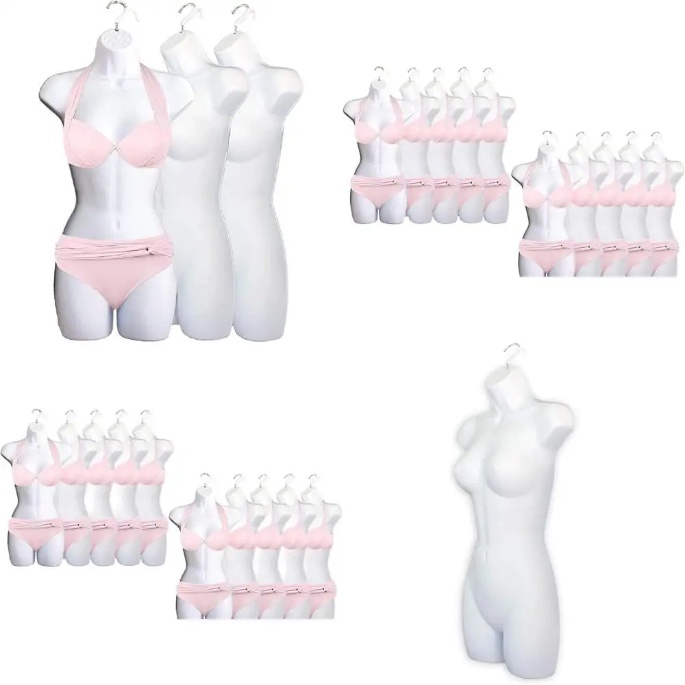 

Stackable Female Mannequin Set of 10, S-M Size, White, for T-Shirts, Countertop Display, and Design Photography