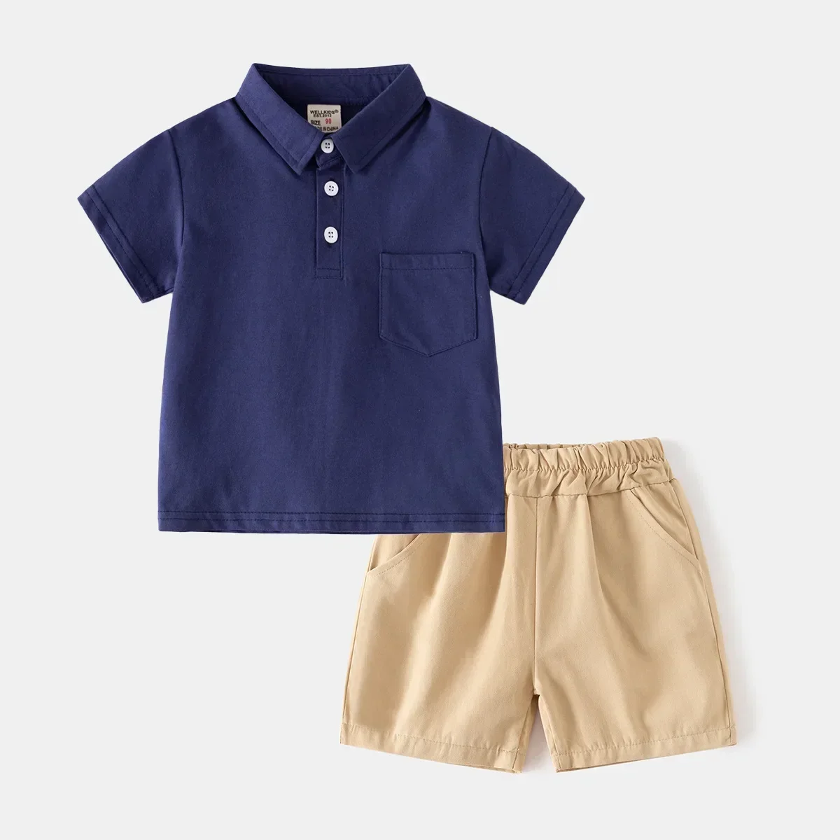 

New 2025 Summer Boys Clothing Sets Fashion Striped Short Sleeve Lapel Polo Shirt with Solid Shorts Child Handsome Two-piece Set