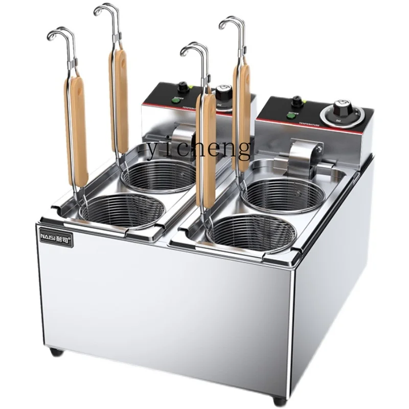 cc29 Small Double Cylinder Independent Four Head Boiled Noodles Machine Spicy Hot Pot Electric Noodle Cooker