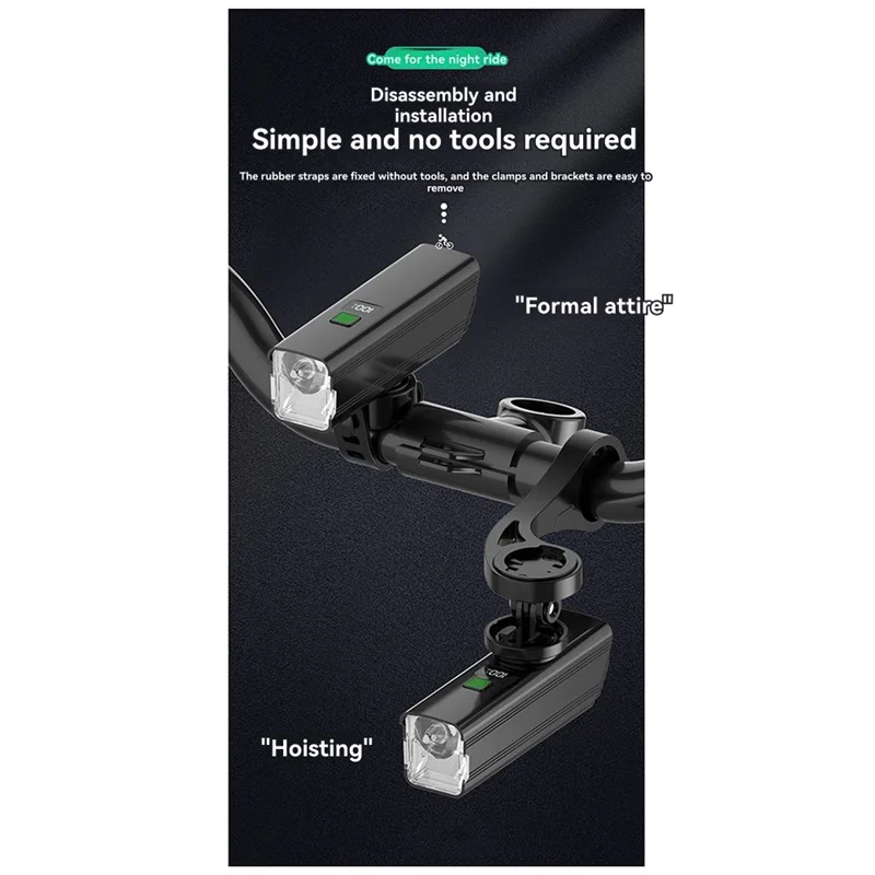 FFYY-Cycling Lights Bicycle Headlights With High And Low  Switch 800 Lumens USB-C Charging For Cyclists And Commuters