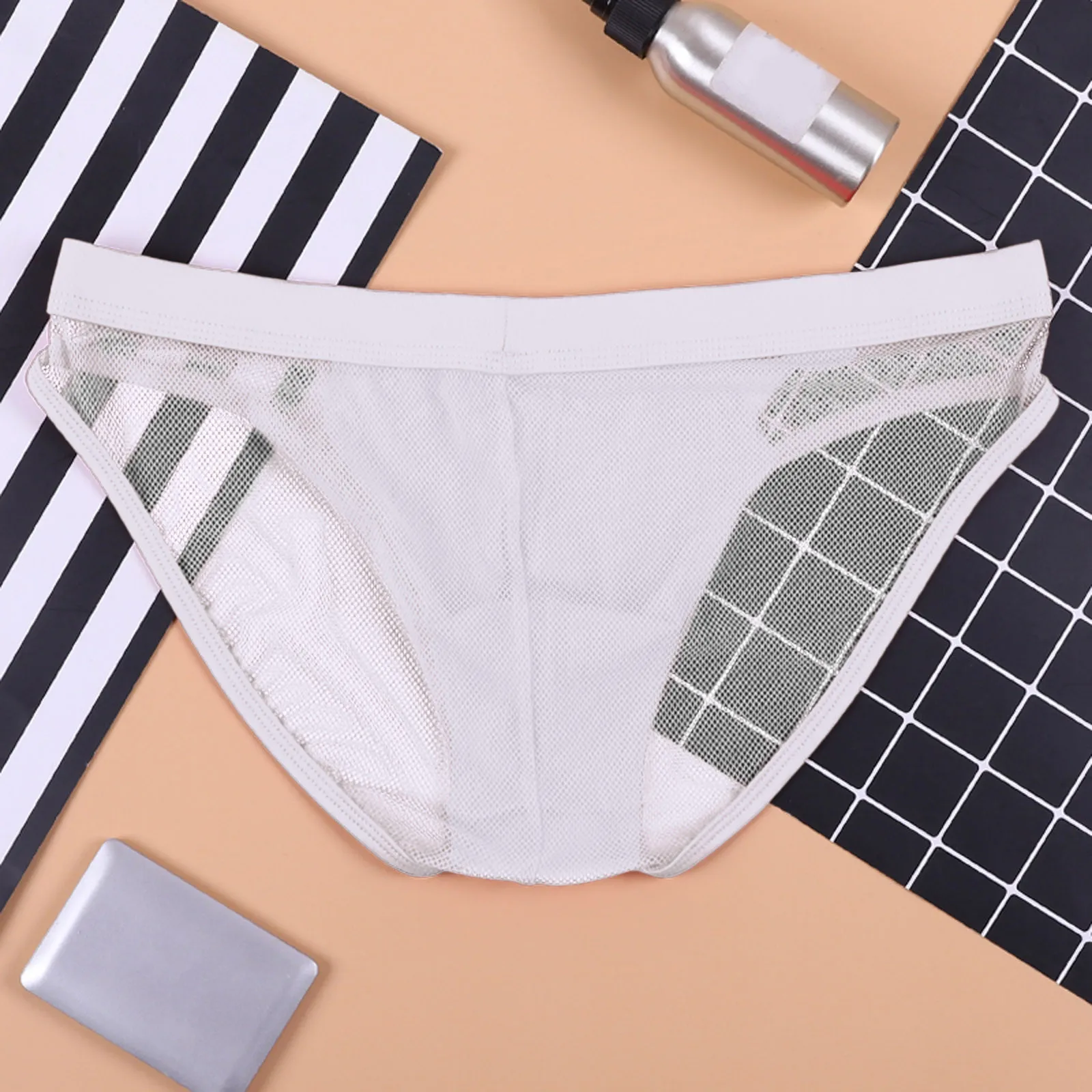 Triangle Panties For Men Sexy Low Rise Briefs Mesh Transparent Underpants Ride Up Seamless Triangle Underwear Man Traceless