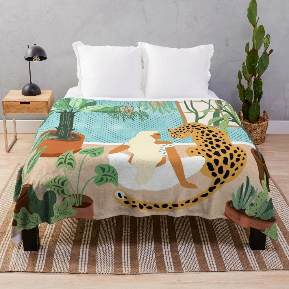 Urban Jungle #illustration #botanical Throw Blanket Soft Plaid for sofa Bed Blankets