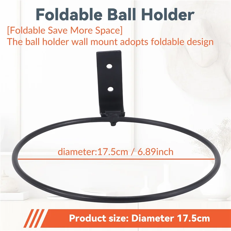A29Z-2 Pack faltbarer Ballhalter zur Wandmontage, Sportball-Präsentationsständer für Basketball, Volleyball, Rugby, Fußball