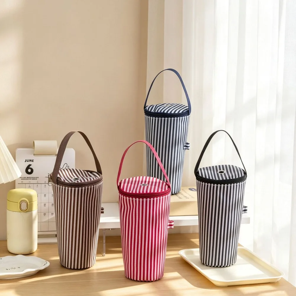 Striped Milk Tea Cup Holder, Hand-held Fresh-keeping and Insulated Cup Holder, Hand in Hand with Cup Bag