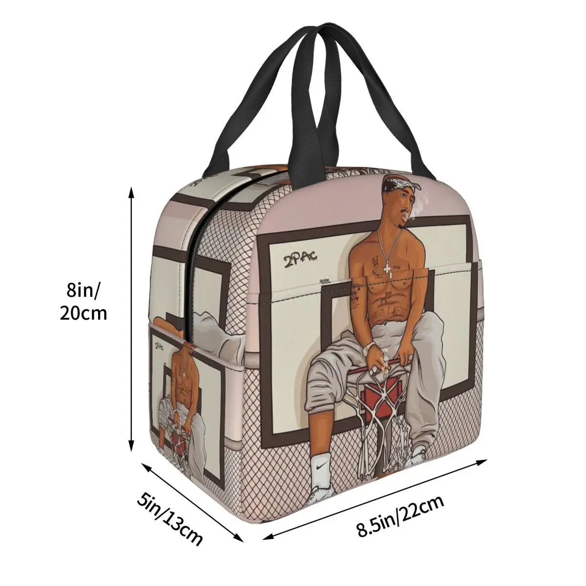 Rapper Tupac 2PAC Hip Hop Insulated Lunch Bag for Women Children Leakproof Food Boxes Thermal Lunch Box Tote