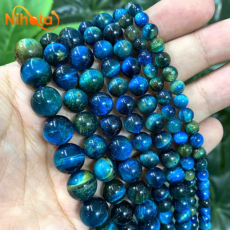 Natural Stone Blue Tiger Eye Stone Round Beads for Jewelry Making Diy  Bracelet Accessories Earrings 15