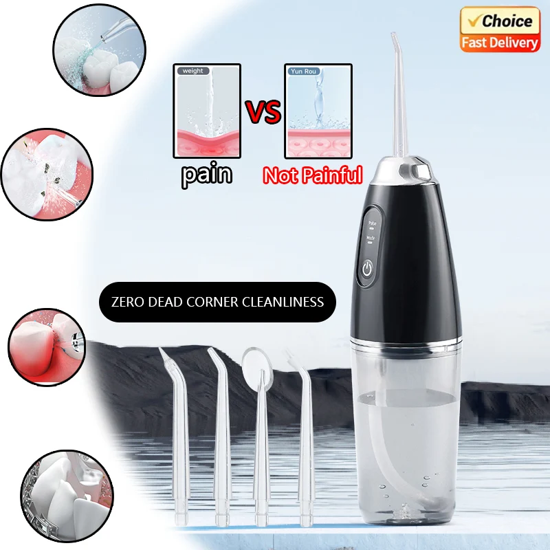 

Портативный электрический ирригатор для полости рта, ирригатор для полости рта, 4 струи, 3 режима, перезаряжаемый зубной очиститель для зубов для домашнего использования в путешествиях