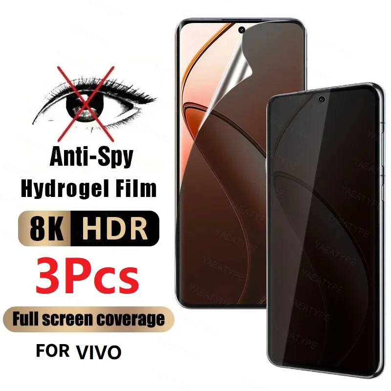 3Pcs Privatsphäre Hydrogel Film Für Vivo V29e V29 Lite V27 V27e V25 V25e SE Pro Screen Protektoren Ohne Fingerabdruck entsperren