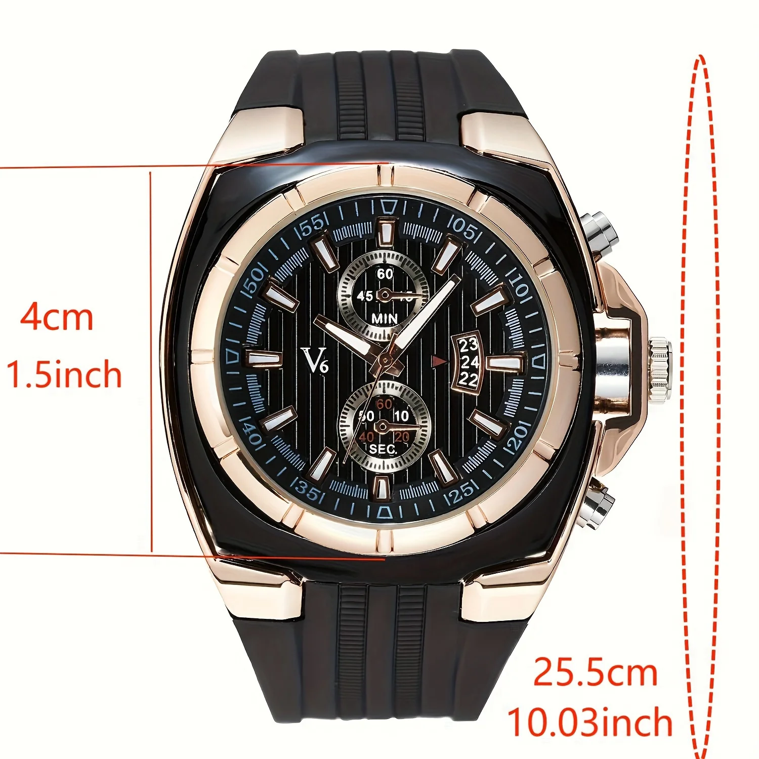 New silicone fashionable outdoor sports watch for men\'s three eye calendar multifunctional large dial quartz men\'s watch