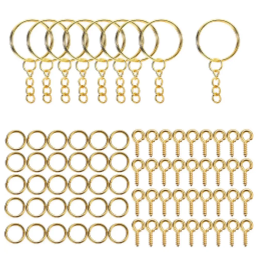 110Pcs Keychain Open Jump Rings Eye Pins Jewelry Making Accessories Kits for DIY Epoxy Resin Key Chain Key Ring Pendants