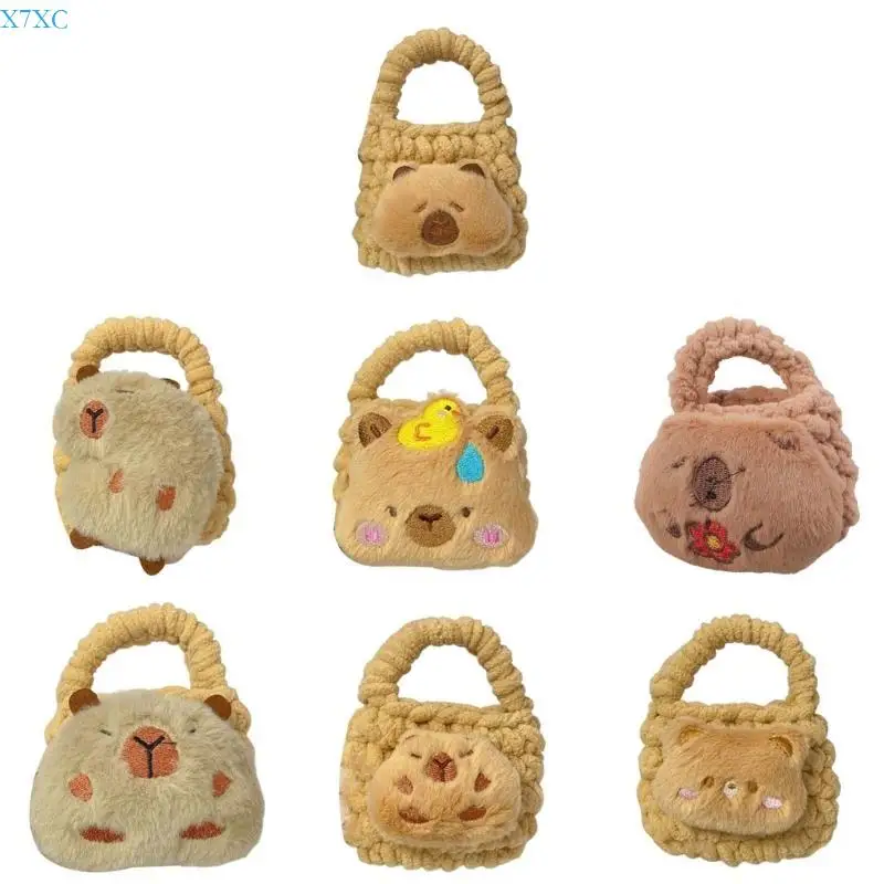 

X7XC Mini Capybara Plush Bag Storage Wallet Purse for Storing and Accessories