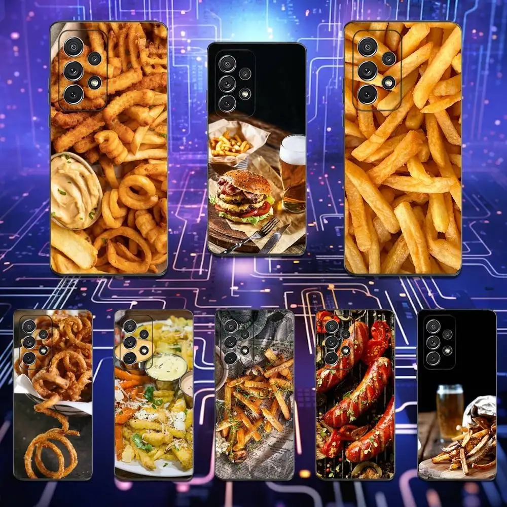 

Food Art French Fries Beer Phone Case For Samsung S25,S24,S23,S22,S21,S20,S10,Ultra,Plus,Lite,FE,Soft Silicone Black Cover