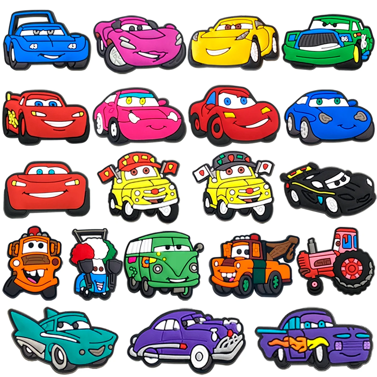 20pcs Cars Shoe Charms DIY Accessories Buttons Decorations Fit Bubble Slides Sandals for Kids & Adults