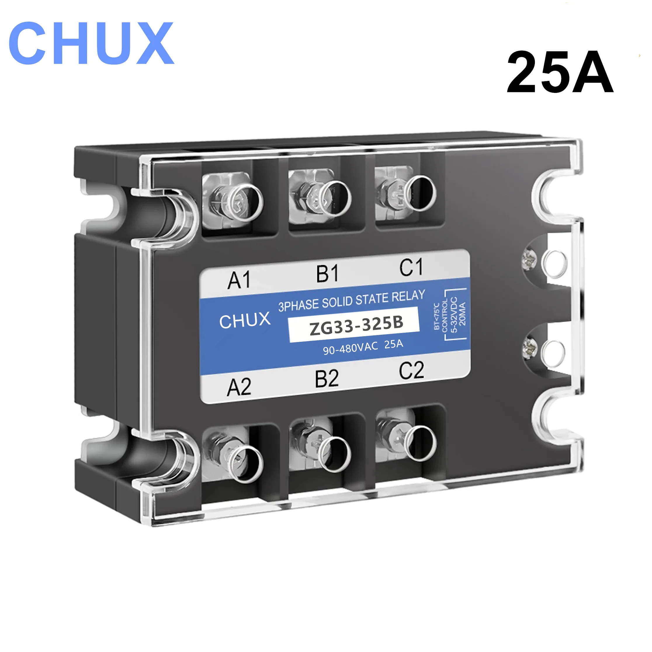 CHUX  Three Phases Solid State Relay SSR 25A DC-AC SSR 25DA  Solid State Relay 25A  DC-AC (ZG33-25DA)