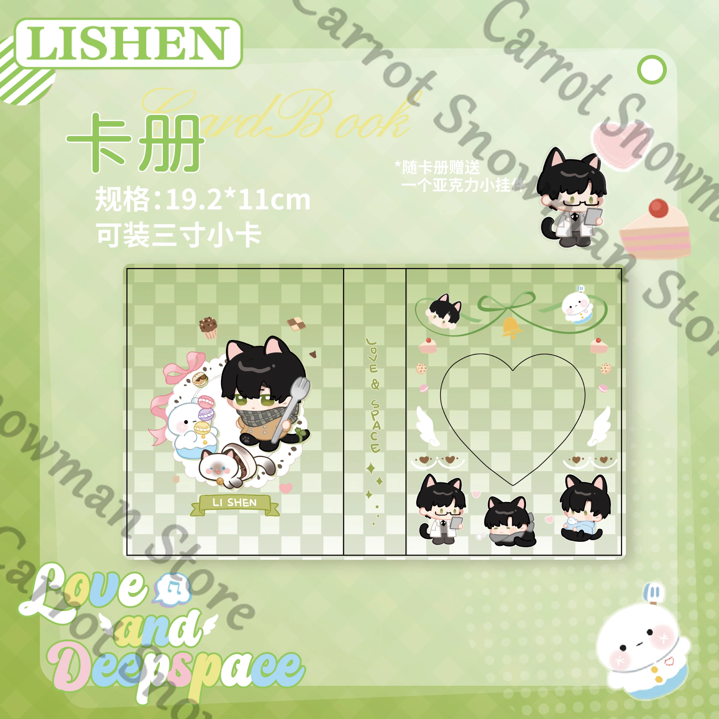 Anime Love and Deepspace Zayne Badge Spilla Album di carte di carta fotografica Ciondolo in acrilico Emblema Cartoon Decora regalo cosplay