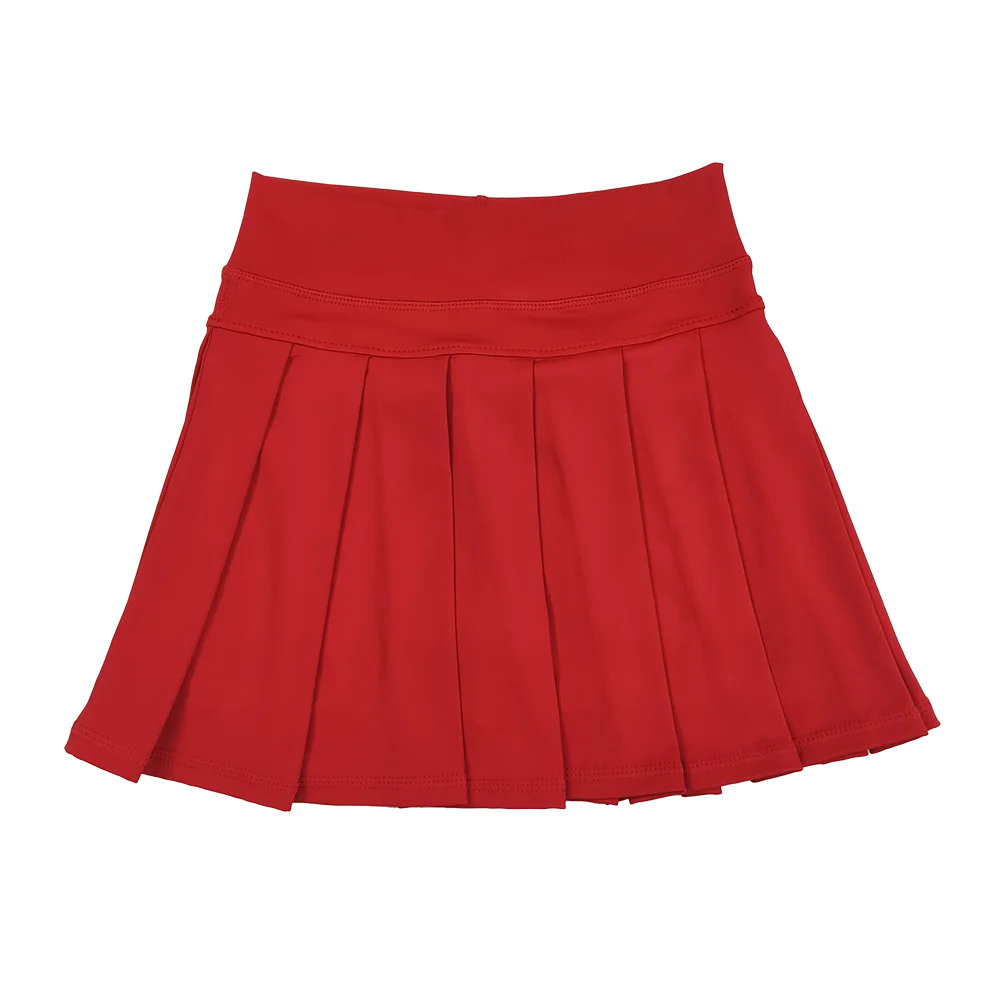 

9.19 Wholesale hot sale western boutique kid children clothing Baby Girls Red Yoga Skorts Bottom Pleated Skirts