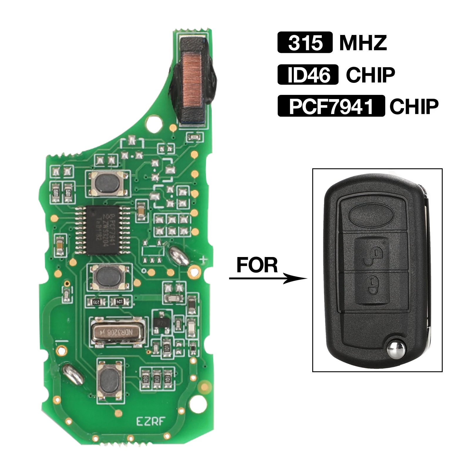 

jingyuqin 3 Buttons Remote Flip Car Key Circuit Board ASK 315Mhz ID46 Chip For Land Rover Range Rover Sport Discovery 3