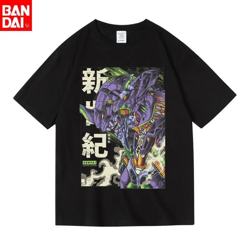 

Футболка унисекс Neon Genesis Evangelion 2026 летняя черная с принтом EVA-01, аниме-графика, уличная одежда, повседневная одежда, подарок для отаку