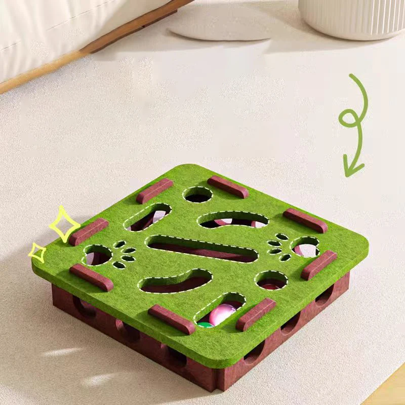 Pet Cat Scratching Post Felt Puzzle Box Cat Exercise Toy With Ball Indoor Sports Entertainment Hunting Cat Toys For Indoor Cats