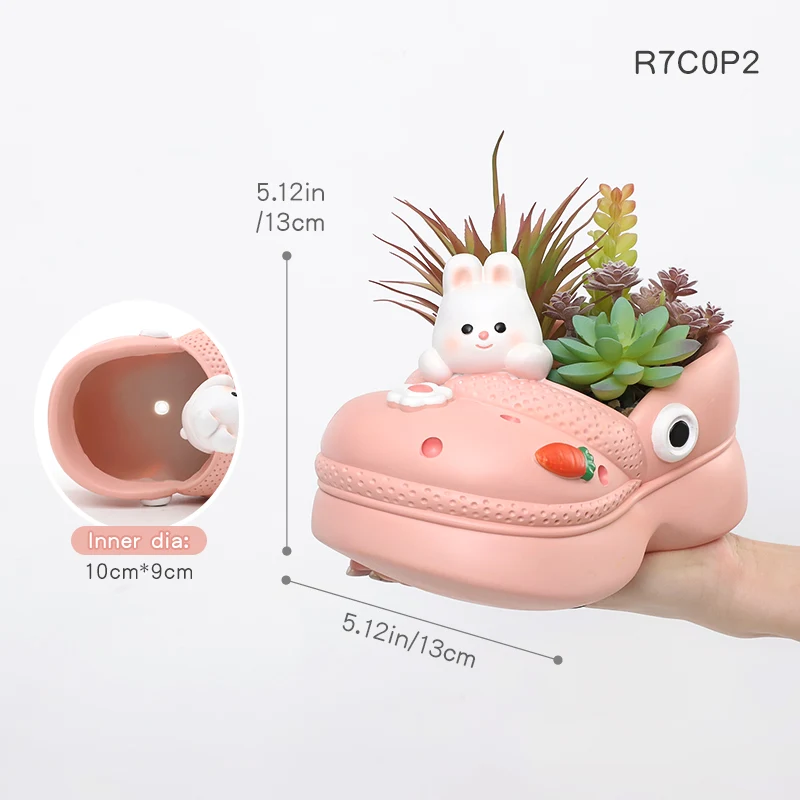 Cartoon Shoe resinss Flower Pots with Drainage Hole Eco-Friendly Indoor Home Garden Decor for Succulents & Potted Plants