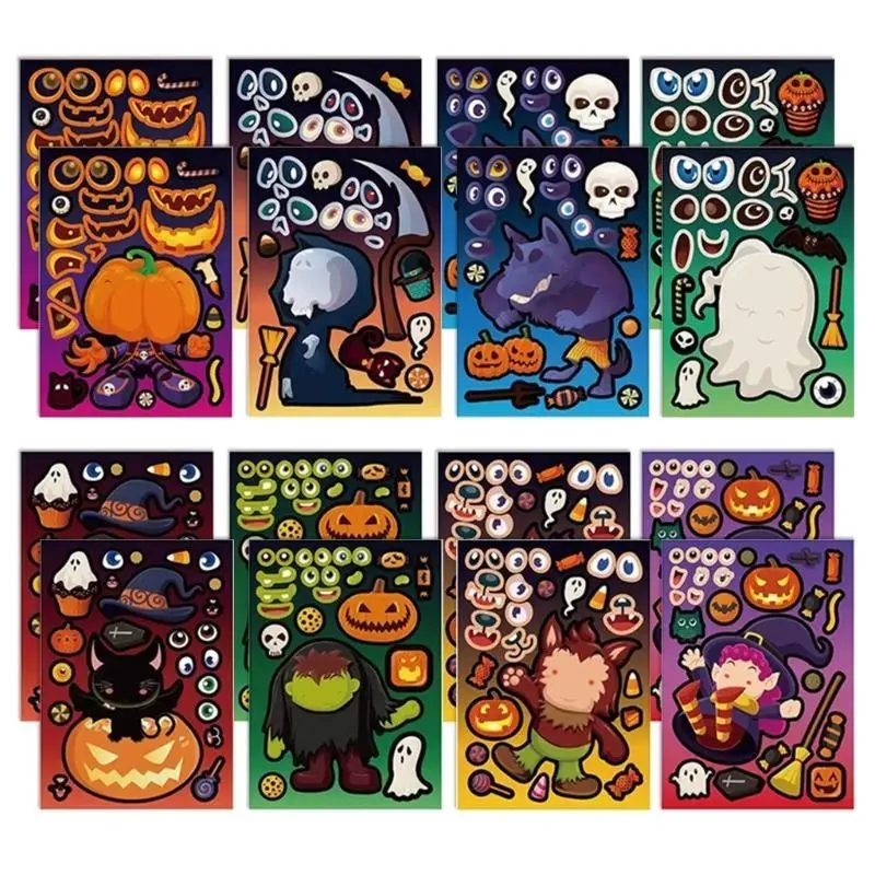 R53C 8/16/24/32x Pumpkins Stickers Halloween Stickers Halloween Window Stickers Self-Adhesive Stickers Decorative Stickers