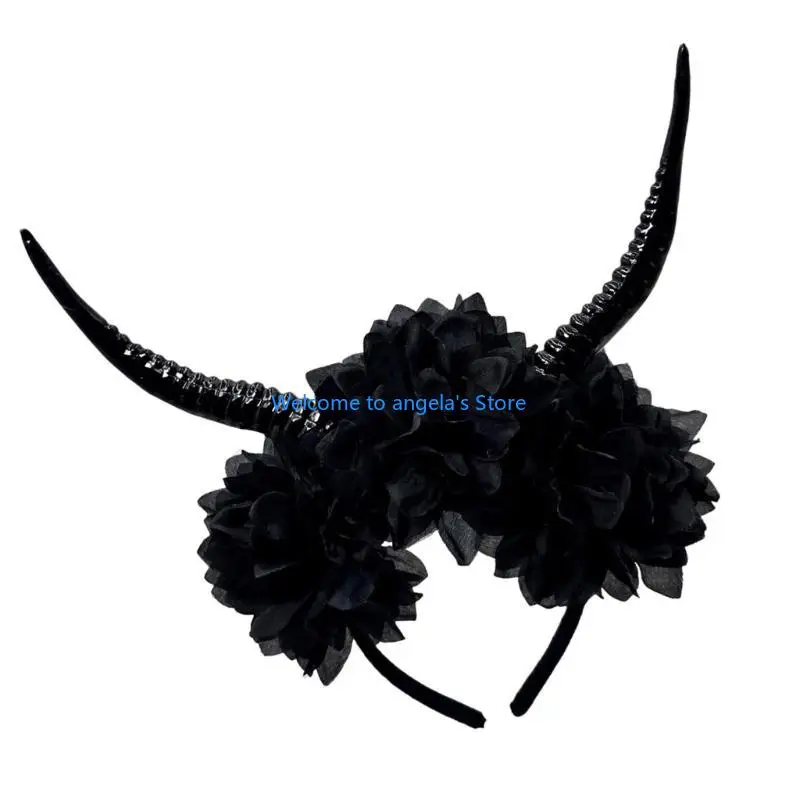 

X4YC Comfortable Resin Antelope Horn Hairband For Adults Kids Costume Role Play Props