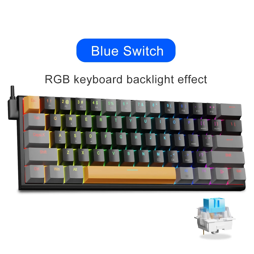 yoo E-YOOSO Z11 RGB USB 60% Mini Mechanical Gaming Keyboard Blue Red